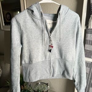 Gray Zip-Up Hoodie Large Junior - Brand New